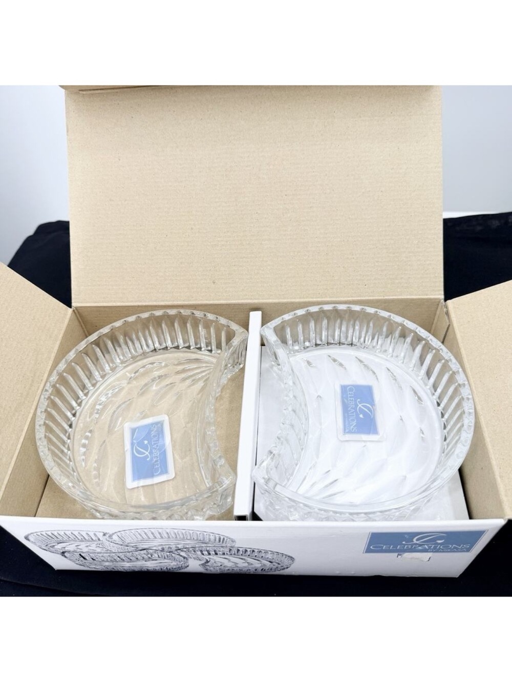 Mikasa Celebrations Crystal Crescent Moon Dish 4 PC – Clear Glass Serving Bowls